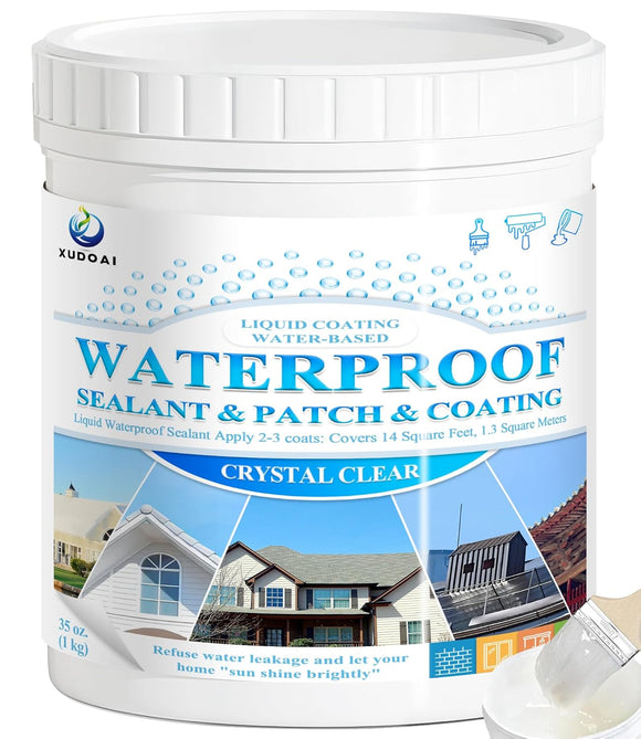 Liquid Waterproof Sealant Clear, XUDOAI 35oz Anti-Leakage Invisible Waterproof Agent, Water-Based Transparent Waterproof Coating Agent, Indoor & Outdoor Waterproof Insulation Sealant