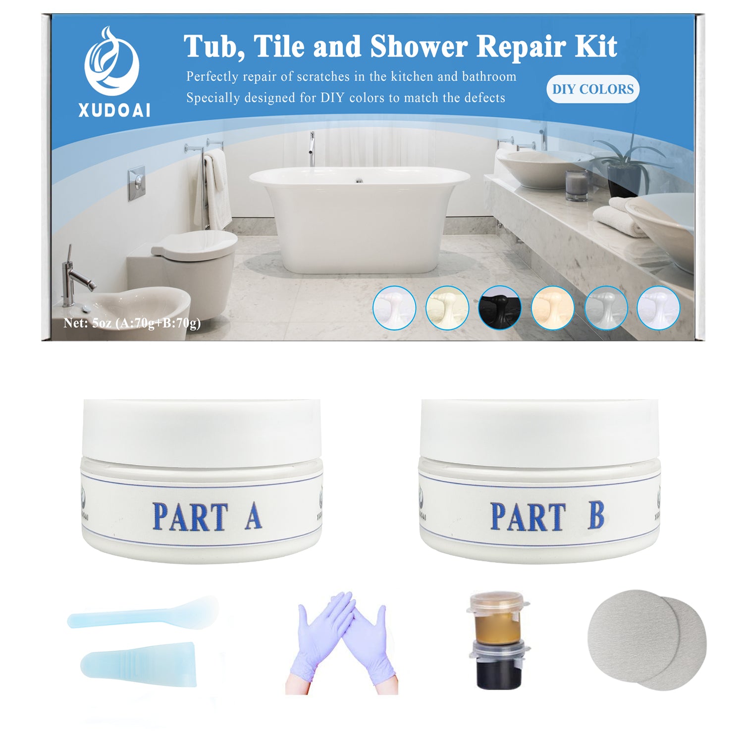 Tub, Tile and Shower Repair Kit, 5oz Fiberglass Porcelain Acrylic